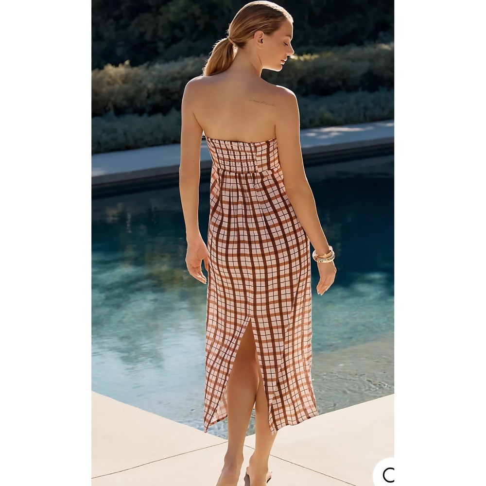 NWT Anthropologie Strapless Plaid Midi Dress - Size S
